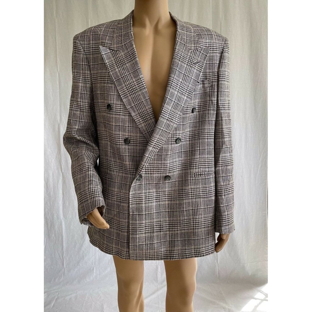 Kenneth Roberts Men's Blazer Sport Coat Jacket Beige 100% Wool Vintage Size XXL
